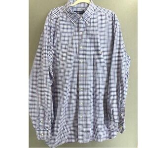 Ralph Lauren Mens 2XLT Plaid Button Down Shirt Blue Green Long Sleeve Big & Tall